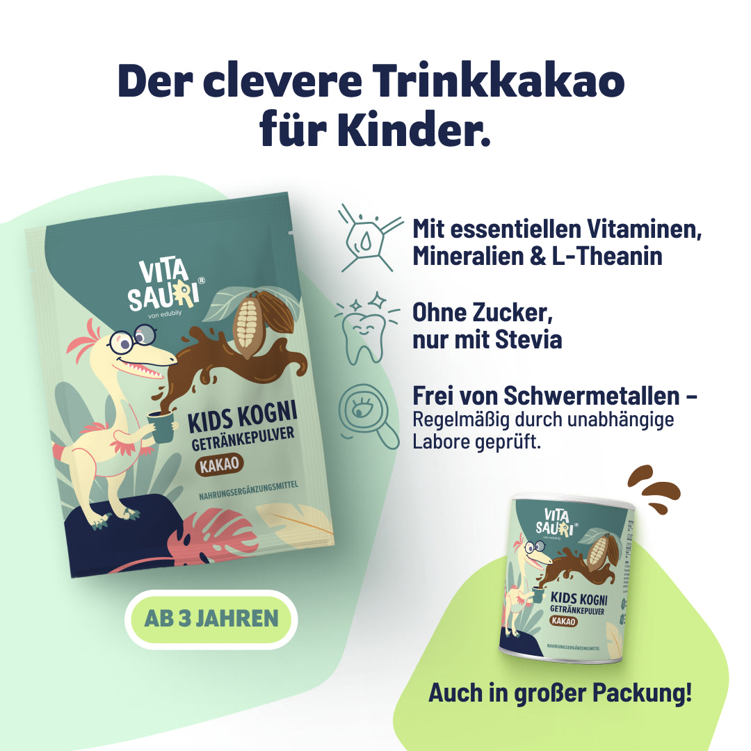 Leckerer zuckerfreier Trinkkakao für Kinder als Probe gratis zum Starter Bundle