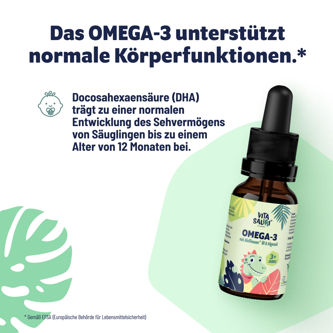 Das Kids Omega-3 unterstützt normale Körperfunktionen.