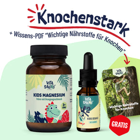 Übersicht Knochenstark.Bundle bestehend aus Magnesium, D3 mit K2 und dem gratis PDF "Wichtige Nährstoffe für Knochen"