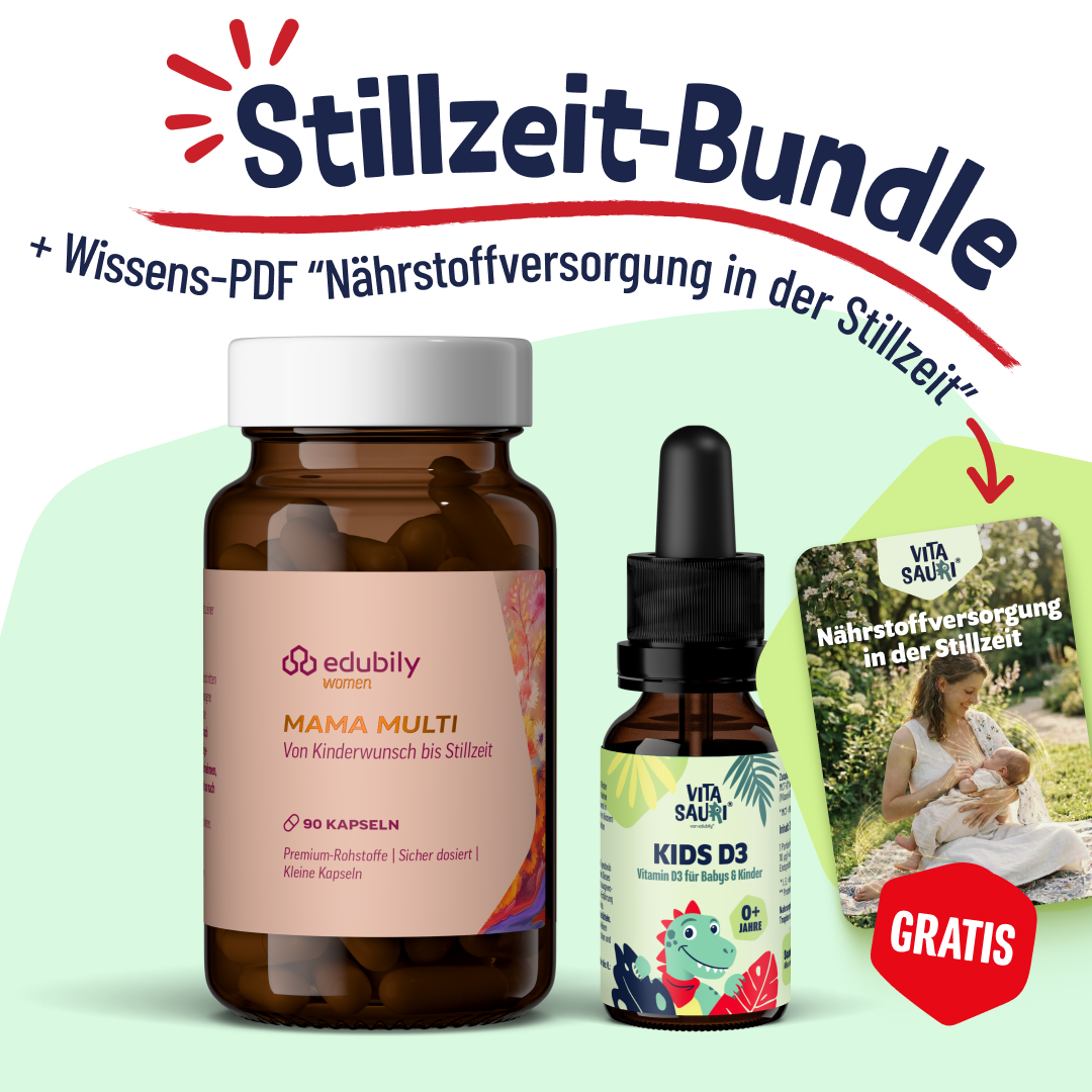 Übersicht Stillzeit-Bundle mit Mama Multi, Kids D3 und gratis PDF "Nährstoffversorgung in der Stillzeit"