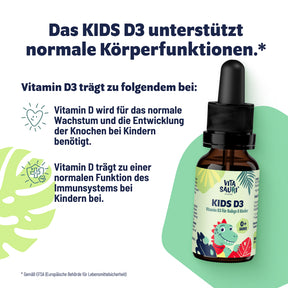 Das Kinder D3 unterstützt normale Körperfunktionen wie die normale Funktion des Immunsystems.