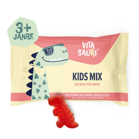 Vitasauri Kids Mix Multivitamin-Fruchtgummis für Kinder ab 3 Jahren mit rotem Gummi-Dino