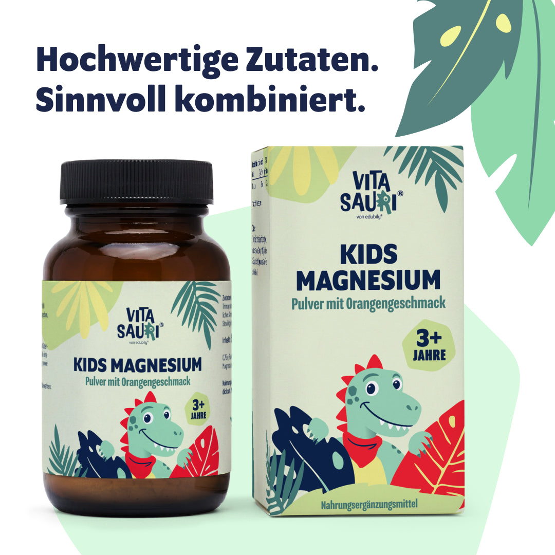 Kinder Magnesium Pulver mit Orangengeschmack – Vitasauri Kids Magnesium